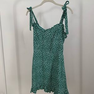 Green Floral Mini Dress